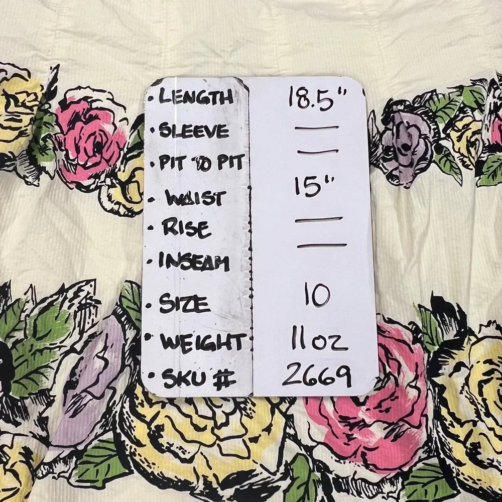 Ann Taylor LOFT Womens Floral Rose Print Cotton Mini Skirt Cream Pink Yellow 10